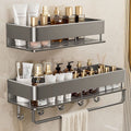 Bathroom storage rack, punch-free wall-mounted multifunctional washbasin wall space aluminum storage rack handy gadget rack