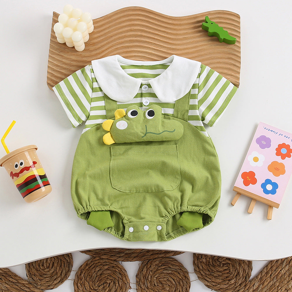 Baby bag fart summer thin vest male and female baby summer jumpsuit lapel fish frog triangle ha clothes