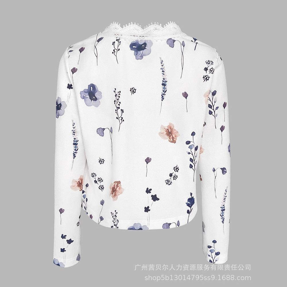 ODL2484   floral lace-trimmed short cardigan