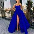 new european and american export style evening gown - sexy bandeau slit maxi dress for performances, banquets, and hostesses