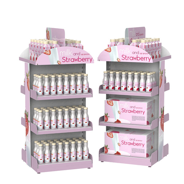 Snack and beverage rack Metal display rack Double-sided multi-layer display rack Supermarket convenience store beverage promotion display rack