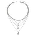 Square rhinestone pendant wholesale - european & american cross-border style, unique multi-layer necklace, light luxury, high-end full diamond chain necklace for women