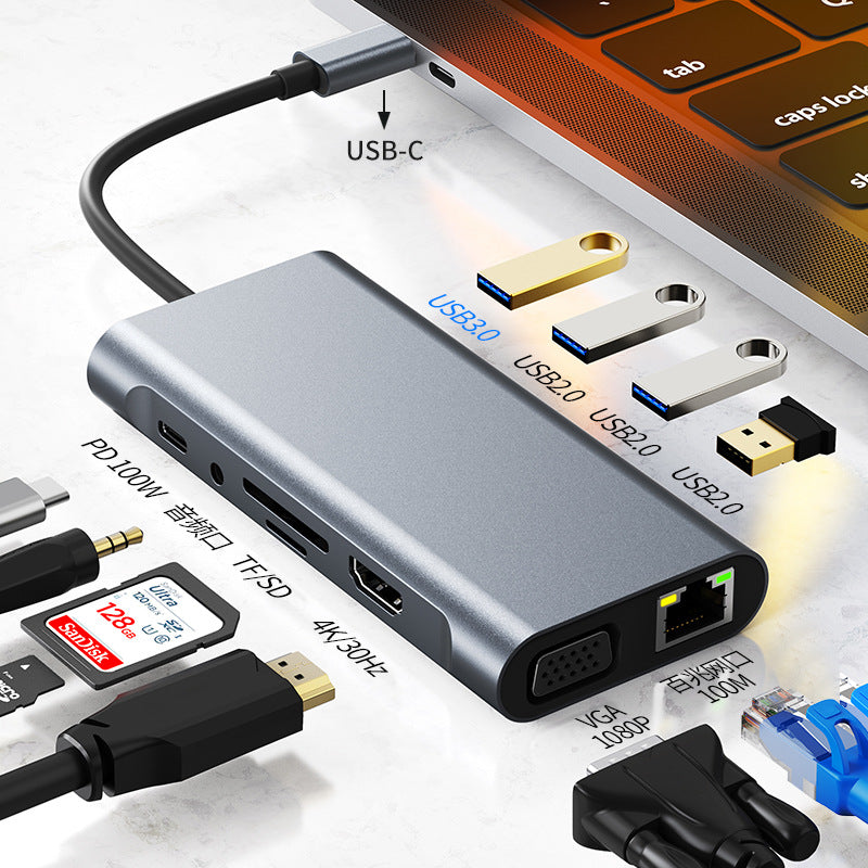 laptop docking station expansion converter, compatible with apple, huawei, and macbook, 11-in-1 expansion hub
