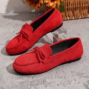 plus sizebows bean shoes for women spring & fallnew arrivalcasual suede shallow mouth slip-on soft bottomflatswholesale