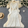 Order korean style gentle style cut out crochet knittingdress women's waist strap over the knee suspender bottom skirt suit