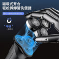 electric shaver with magnetic triple heads, full body washable, digital display, portable, fast charging, and cordless design - new model