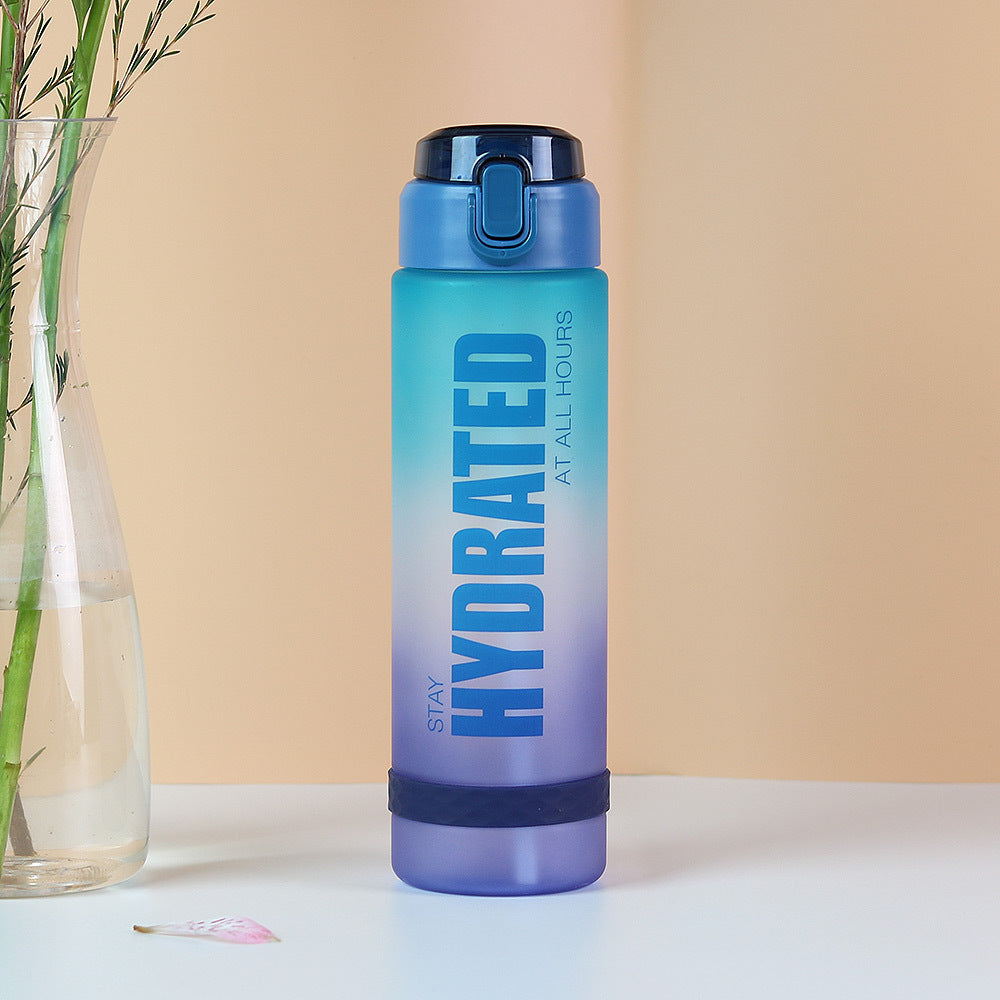 Carefully selected popular gradient color plastic cup, drop-resistant and leak-proof, outdoor sports straw cup, pop-up lid, large-capacity portable water cup