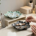 Insstylish five-pointed petal ceramic plate entrance jewelry display tray internet celebrity props storage plate