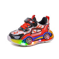 Glowing sneakers  spring/autumn new cartoon car kids' casual shoes, leather light-up shoes for young boys and girls