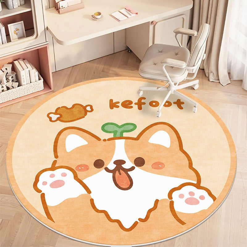 Cute kuromi round rug for living room, computer chair mat for study, foot pad for dressing table in cloakroom, bedside blanket for bedroom