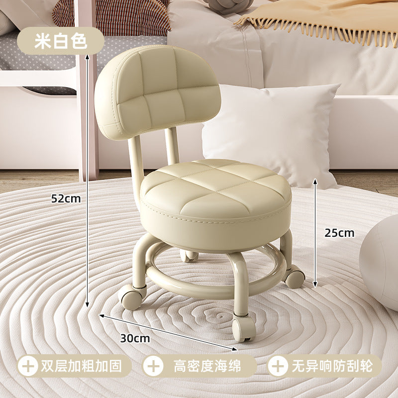 Swivel caster stool, portable shoe-changing stool for doorways, household living room and bedroom rolling stool, low stool with seamless edges, perfect for wiping floors and taking care of kids