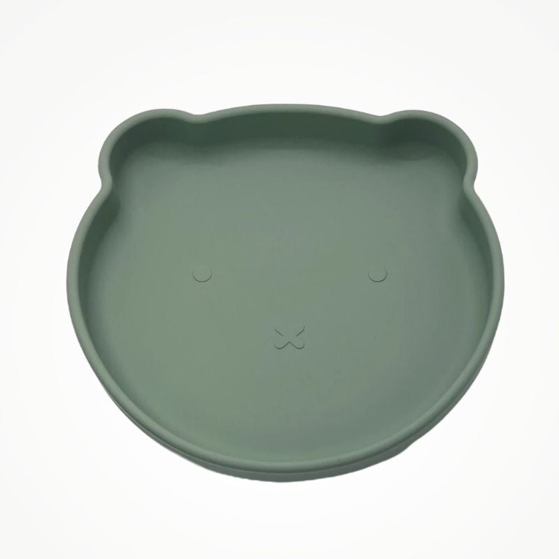 Wholesale baby and maternity products, divided children's training tableware set, baby food supplement bear plate, baby silicone dinner plate