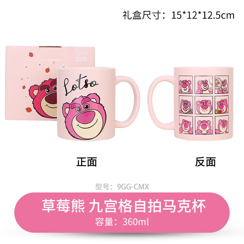 Ceramic cup gift box mug with lid with spoon coffee cup holiday gift box cartoon cup cute water cup