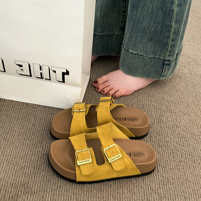 Thick sole slippers women's summer outwear 2025new arrivalclassy beach super popular flip-flops non-slip birkenstock shoes sandals
