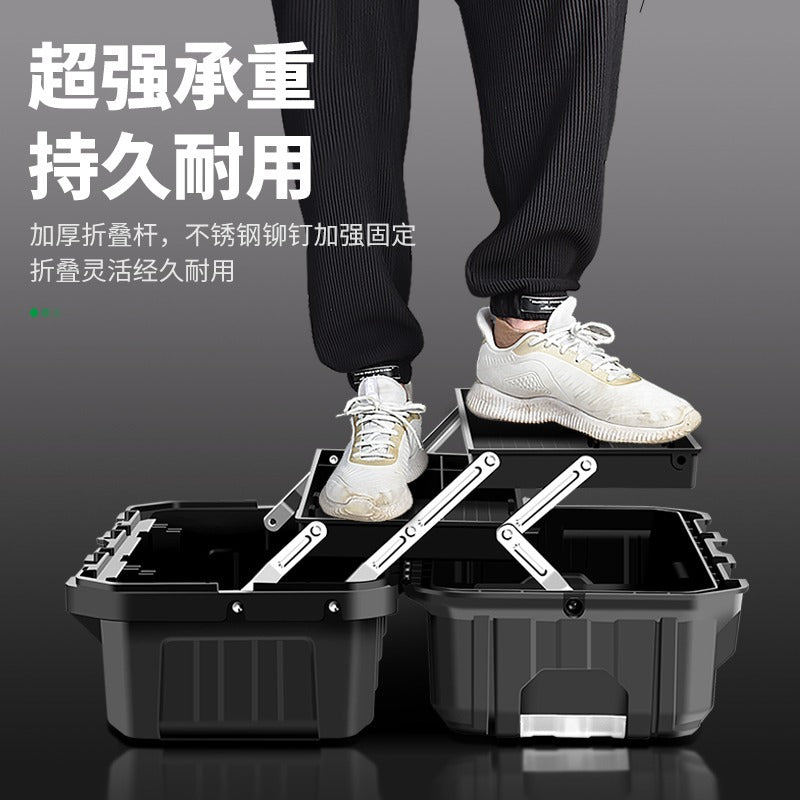 Hardware toolbox Industrial grade household multi-functional plastic waterproof box Three-layer folding electrical vehicle maintenance