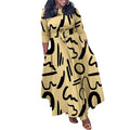 women's spring  new fashionable elegant tie-waist printed african plus size midi dress - export dress