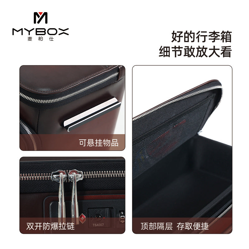 mybox all-animal cowhide trolley case 24-inch universal wheel business large-capacity combination lock suitcase black