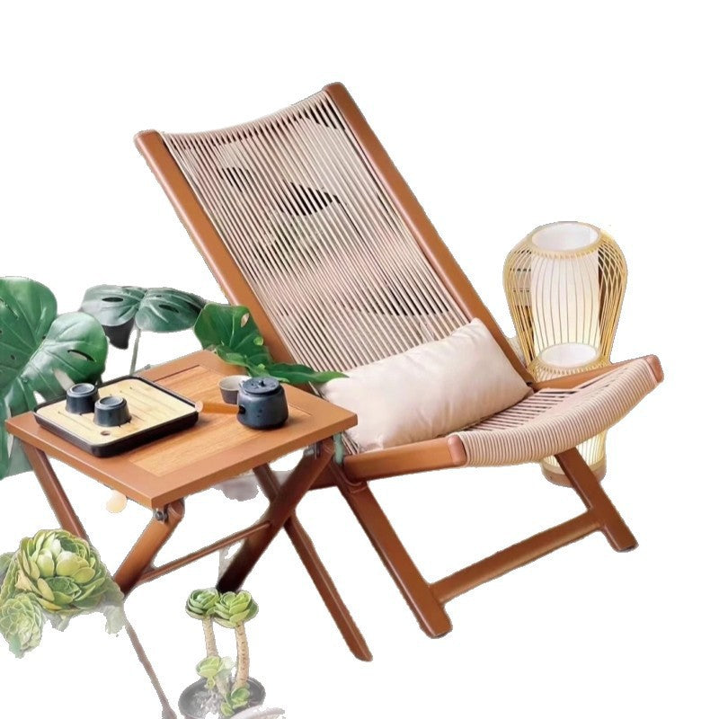 Outdoor garden leisure lounge set - nordic style patio wicker table and two chairs - outdoor lazy lounger