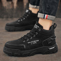 2025 autumn men's martin boots mid-cut retro british style work boots trendy high-top boots chunky sole casual shoes