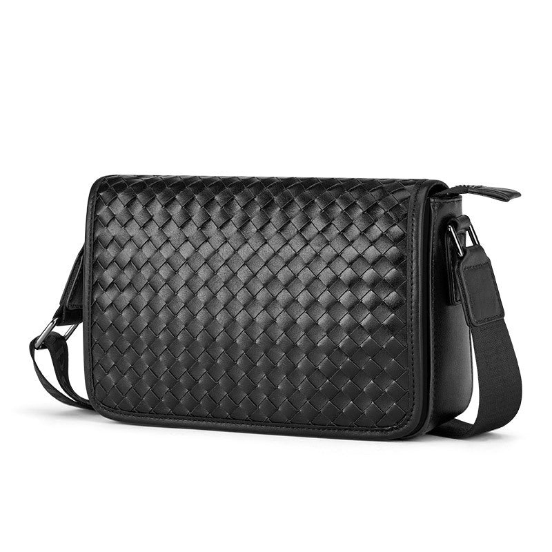 Emperor Paul Men's Shoulder Bag Leather Woven Shoulder Crossbody Bag Men's Flip Messenger Bag Business Large Capacity