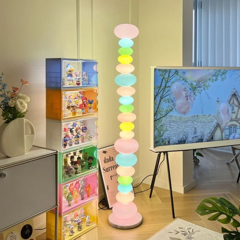 Candy string rainbow floor lamp - creative macaron colorful bedroom table lamp - glass living room stackable sugar ambient light
