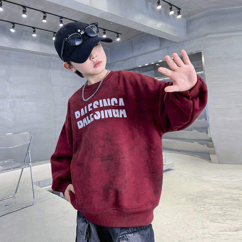 Boys' fall sweatshirt -  new collection - kids' autumn casual top - mid-to-large size - spring/autumn style - stylish boy's apparel
