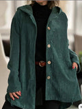 cross-border fashion women's autumn/winter new arrivals: -style hooded, loose-fit corduroy casual jacket for women