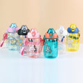 Factory custom cartoon cute kids water bottle student straw water jug big belly gift cup portable plastic water cup