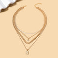 Wholesale alloy necklaces - new european and american cross-border style: minimalist diamond-studded rhombus square pendant, sun charm, multi-layer choker necklace for women