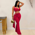 C7485 cross-border   fashion women's sexy summer bandeau top and tie-up pants set - new