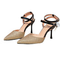 Huizhou women's shoes double color matching thin buckle high heels evening party high heels mules women's shoes stiletto heels