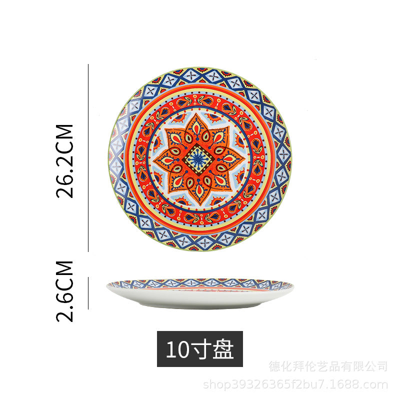 European-style light luxury banquet plating plates, restaurant artistic western dinner plates, pasta flat plates, ceramic american dinner plates, home-use steak plates