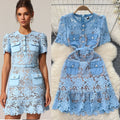 Luxury chic: women's summer midi dress - exquisite cutout embroidery, unique and elegant