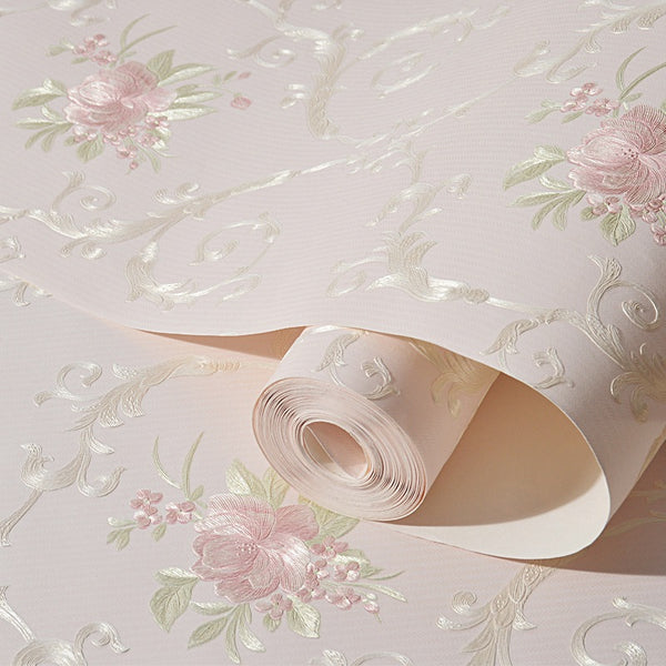 Pastoral 3D self-adhesive wallpaper fine-pressed non-woven fabric bedroom decoration sticker living room three-dimensional TV background wall wallpaper