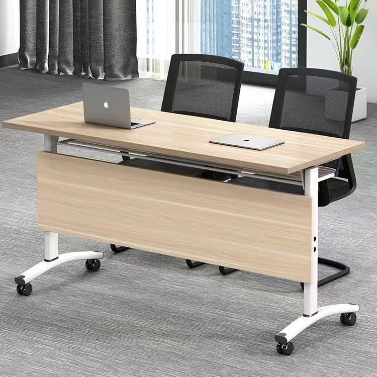 Foldable training table conference desk chair set - mobile, modular, multi-functional office tutoring desk - long double desk