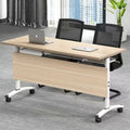Foldable training table conference desk chair set - mobile, modular, multi-functional office tutoring desk - long double desk
