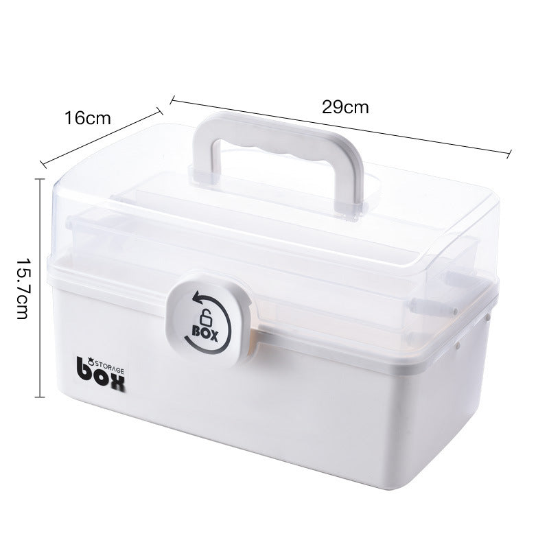 Household large-capacity portable household medicine box medicine large storage box folding plastic transparent portable medicine box