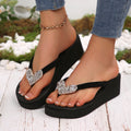 summer rhinestone thick solecasual slippers women's beach flip-flops women's large size sandals women's peach heart
