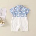 Summer first birthday baby short-sleeve romper, infant cartoon onesie, newborn full month celebration outfit, cartoon romper