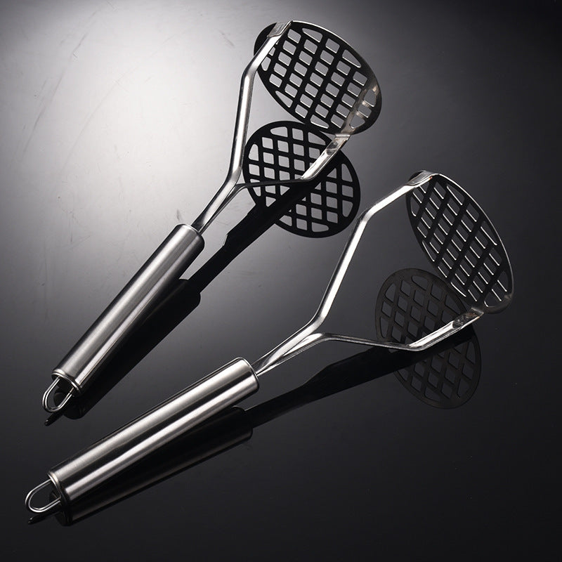 Stainless steel manual grid potato masher - hanging design - perfect for mashed potatoes, sweet potatoes, and baby food - kitchen gadget