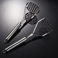 Stainless steel manual grid potato masher - hanging design - perfect for mashed potatoes, sweet potatoes, and baby food - kitchen gadget