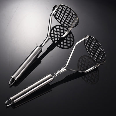 Stainless steel manual grid potato masher - hanging design - perfect for mashed potatoes, sweet potatoes, and baby food - kitchen gadget