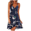 summer new european and american style sexy fashion v-neck cami dress sleeveless backless printed dress