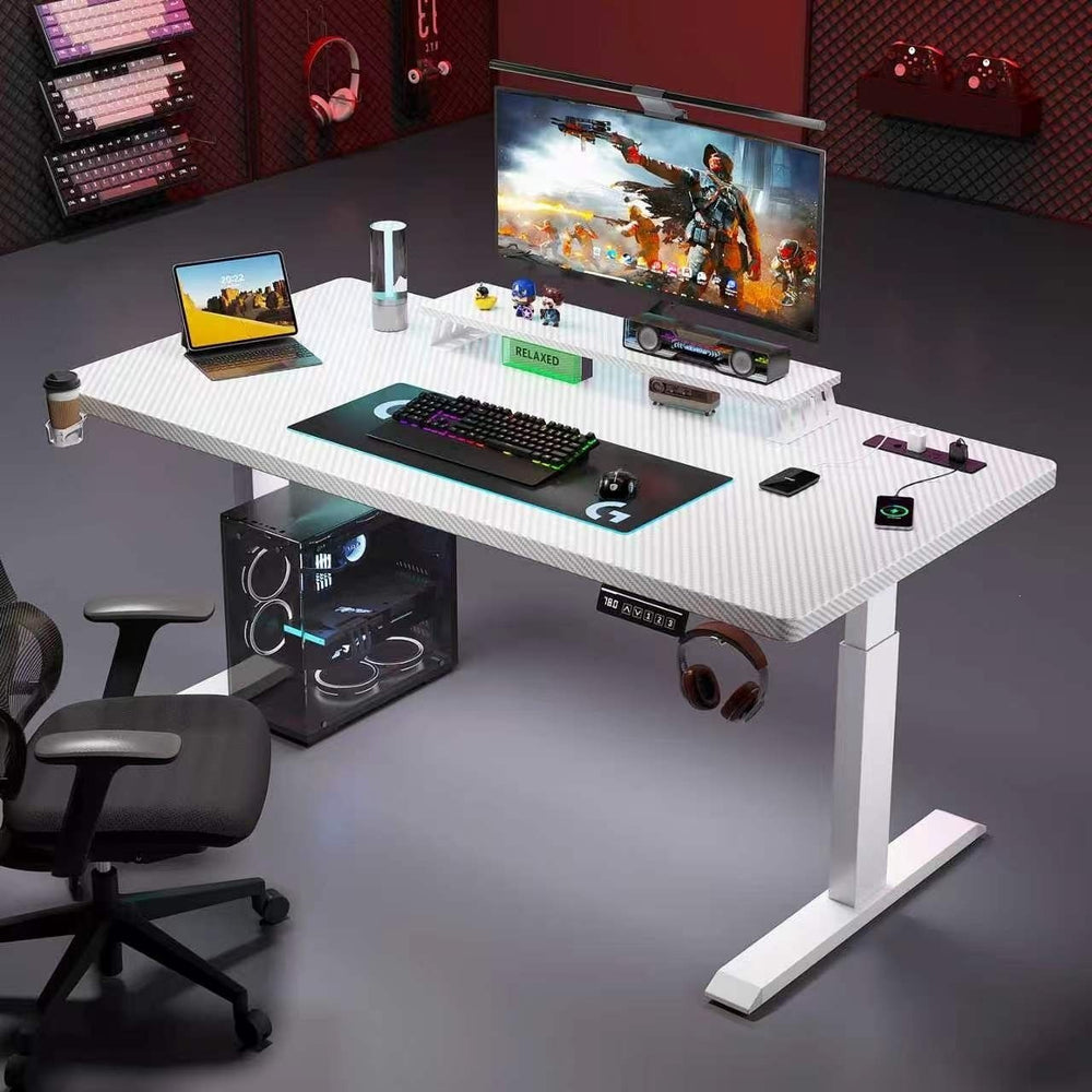 Electric adjustable height carbon fiber computer desk - desktop gaming desk - height adjustable office table