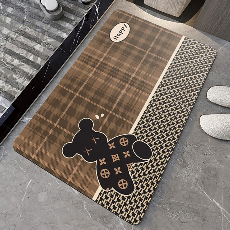 Soft diatom mud bathroom floor mat, quick-drying water absorption, non-slip door mat at the door of household toilet, shower room, toilet carpet