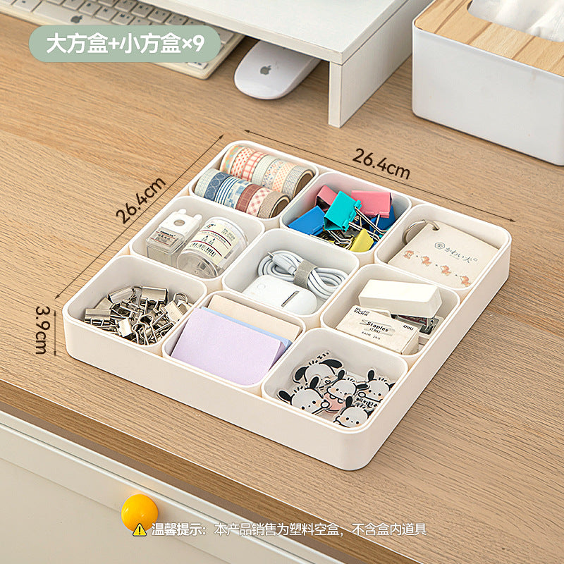 Multifunctional Square Storage Box Grid Plastic Retractable Storage Box Desktop Drawer Storage Stationery Storage Box
