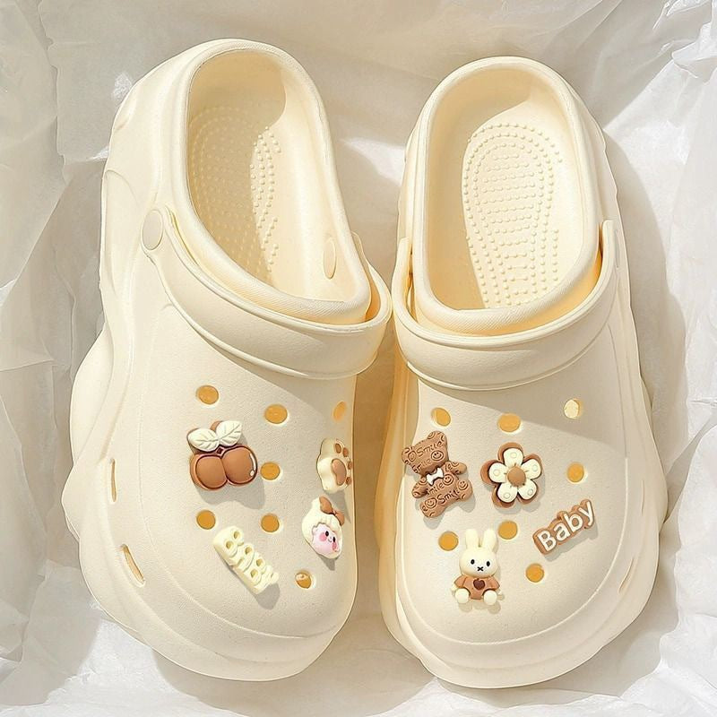 Thick soleeva crocs women's summer outwear 2025new arrivalheight increasing outdoor beach seaside ins toe cap slippers