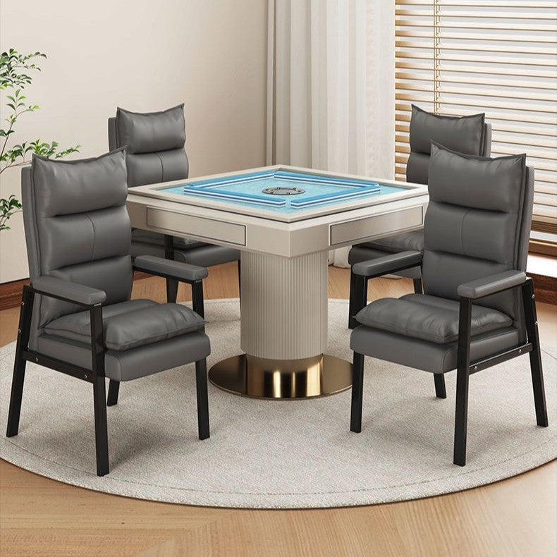 Mahjong chair for playing mahjong, backrest for chess and card room, plaid, long-sitting conference stool, mahjong parlor, for home office chair