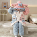 【triple-layer quilted, fleece-lined, extra thick】new girls' winter pajamas - coral fleece kids' home clothes - winter collection