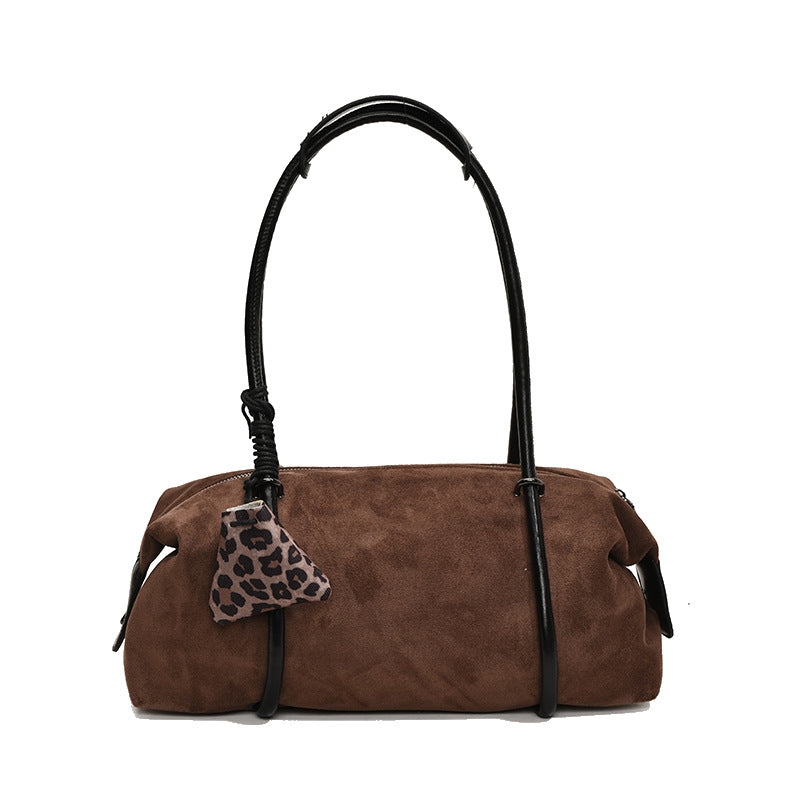 Retro niche portable commuter bag women's autumn and winter 2025 new fashion suede underarm bag large capacity backpack